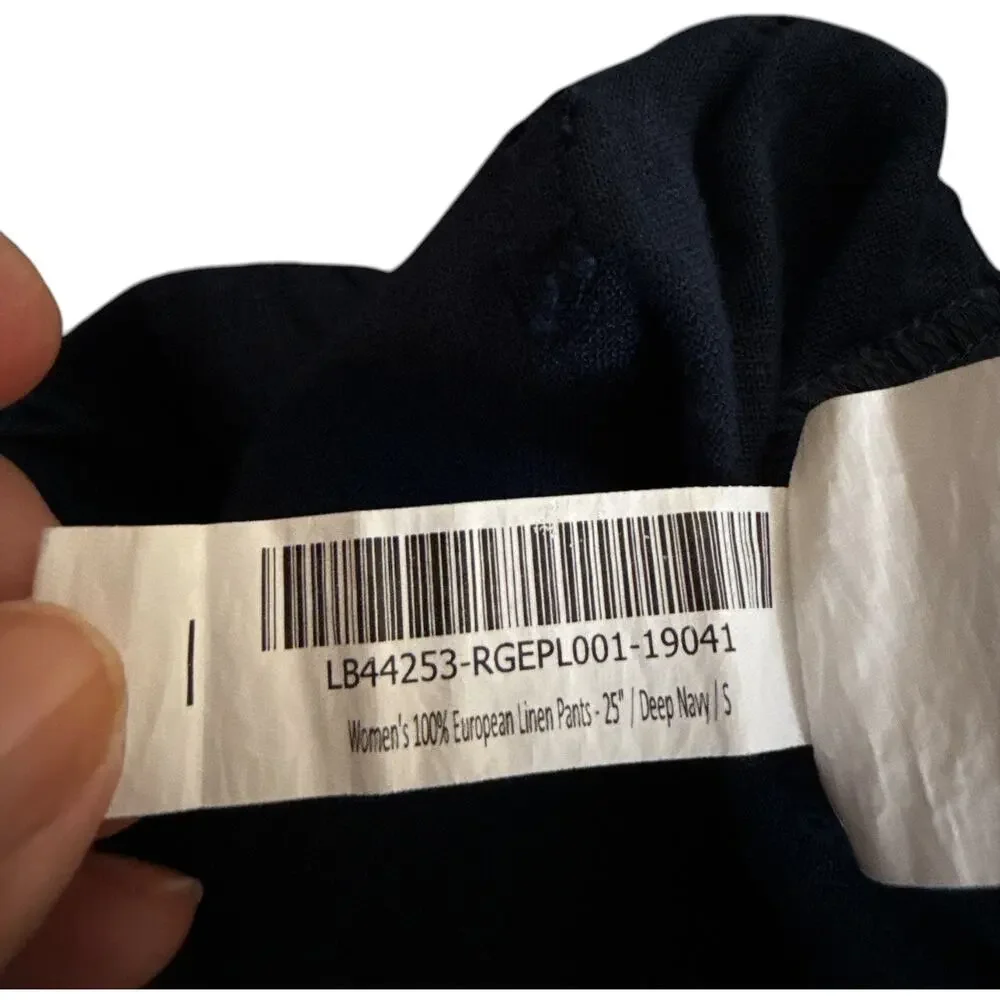 NWT Quince 100% Linen Relaxed Fit Pants Deep Navy Small 25” Inseam